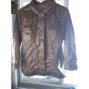 Chico's Gold Lightweight Button Down Jacket Women's Size 3 U.S. XL 3/4 Sleeve